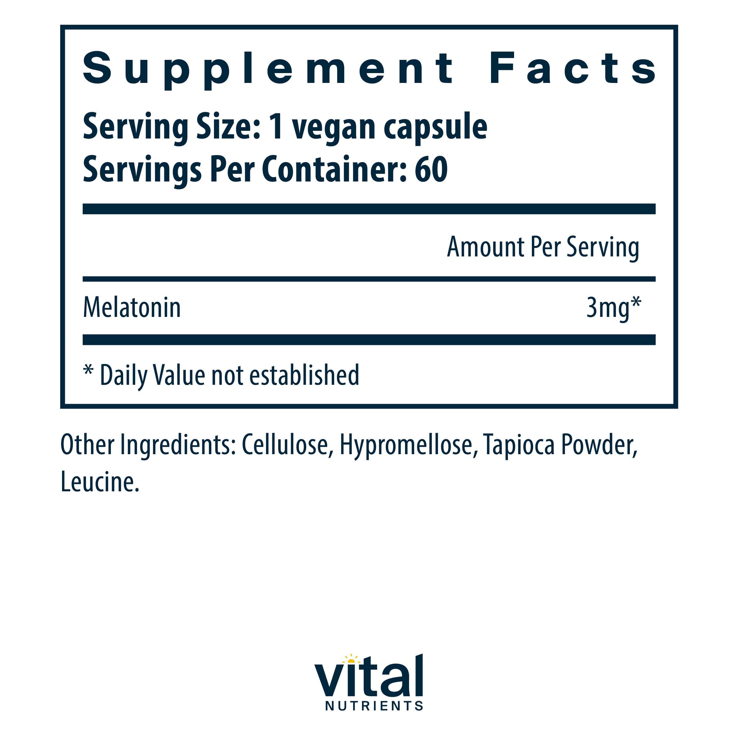 Vital Nutrients Melatonin 3mg Ingredients