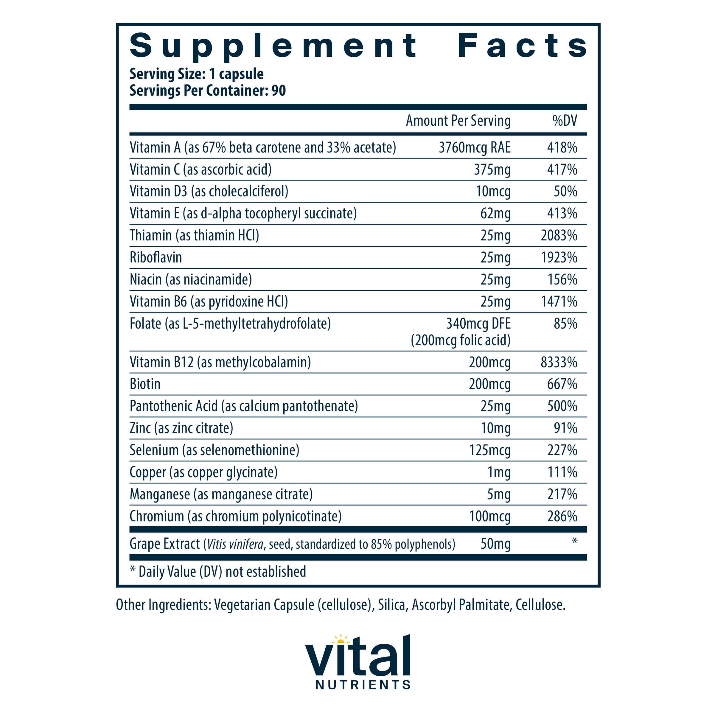 Vital Nutrients Minimal and Essential Ingredients