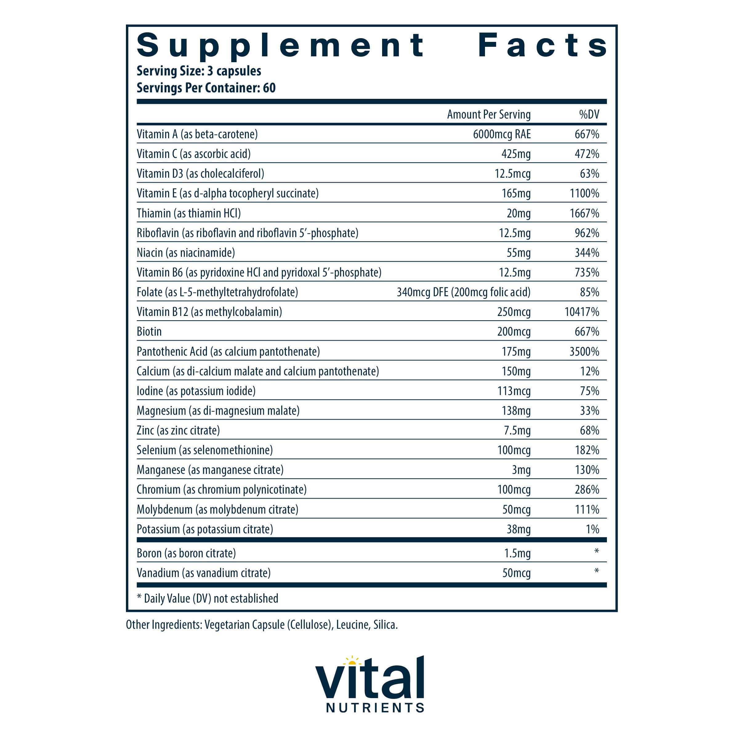 Vital Nutrients Multi-Nutrients 3 Ingredients