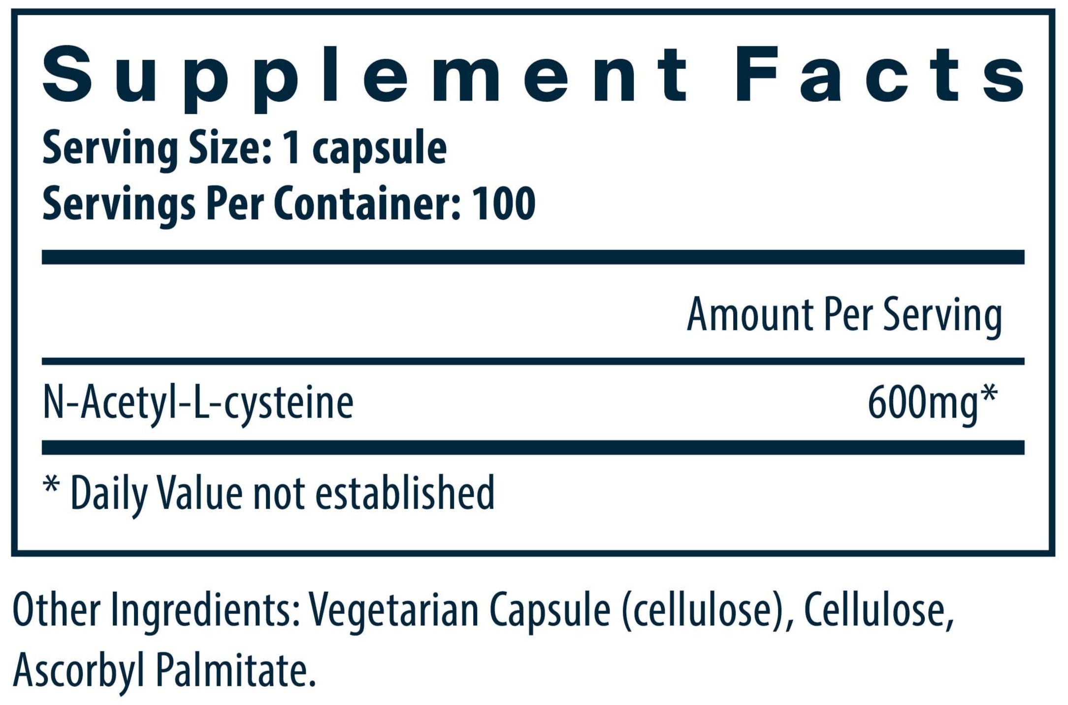 Vital Nutrients NAC 600 mg Ingredients