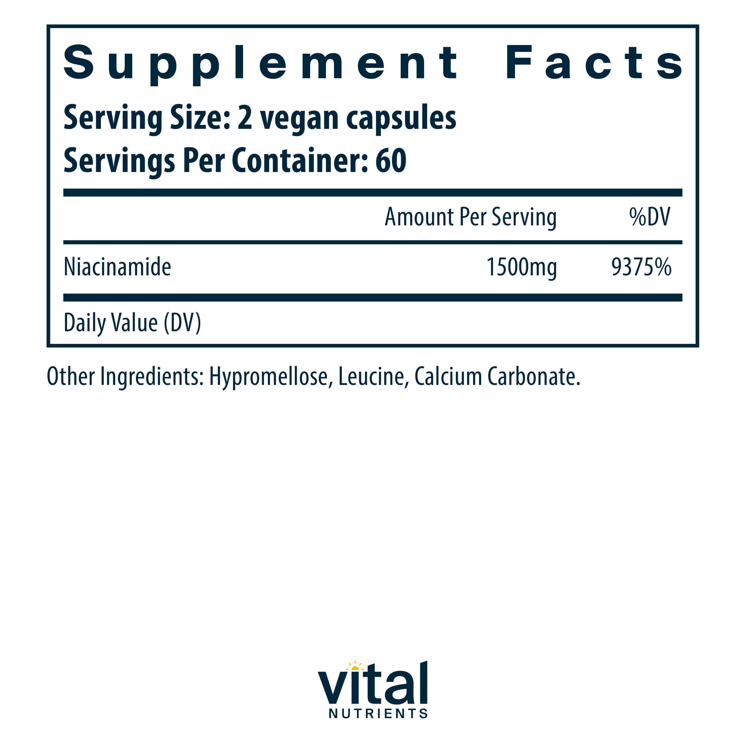 Vital Nutrients Niacinamide 1500 mg Ingredients