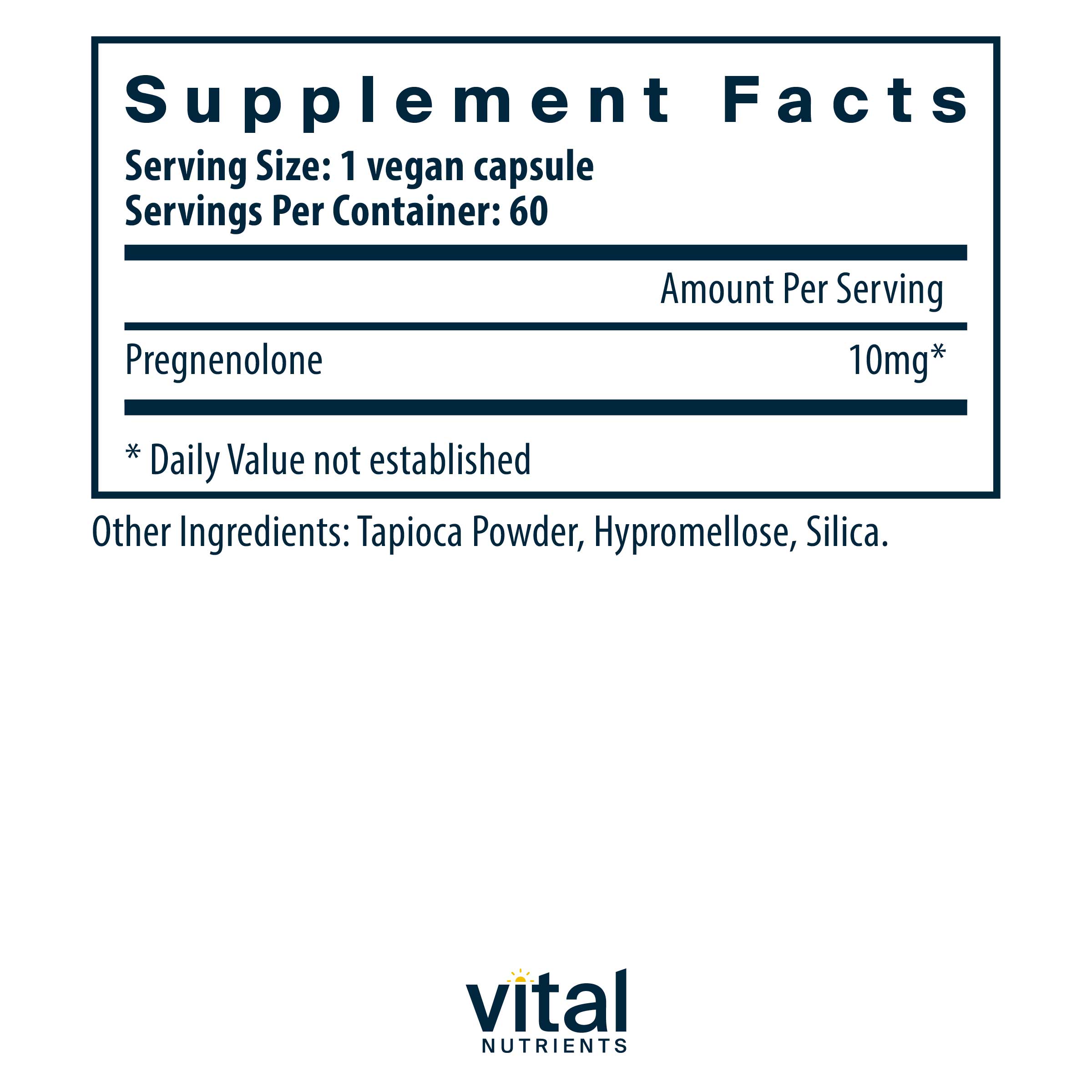 Vital Nutrients Pregnenolone 10mg Ingredients
