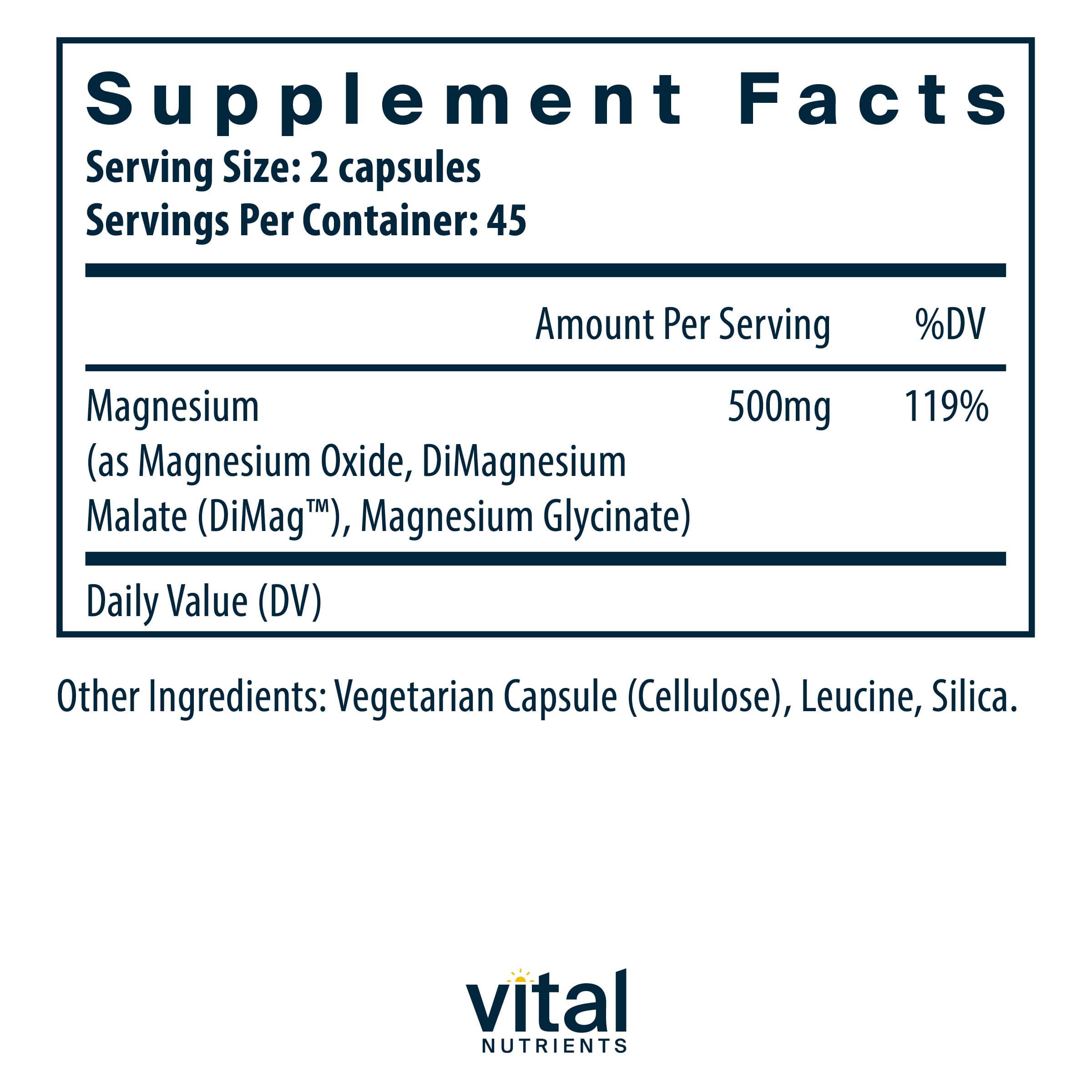 Vital Nutrients Triple Mag Ingredients