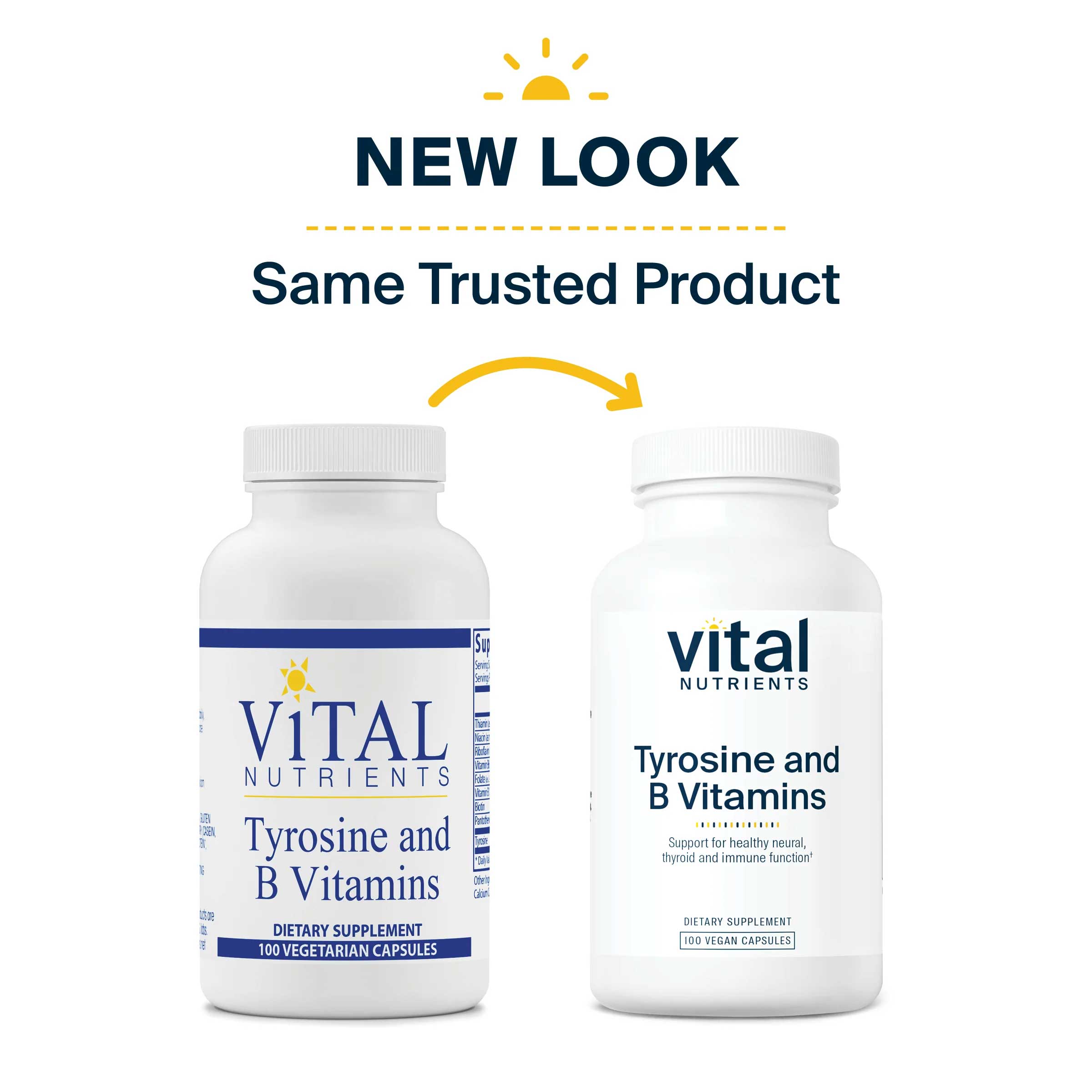 Vital Nutrients Tyrosine and B Vitamins New Look