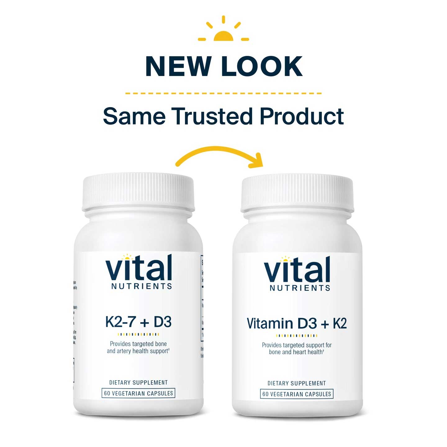 Vital Nutrients Vitamin D3 + K2 New Look