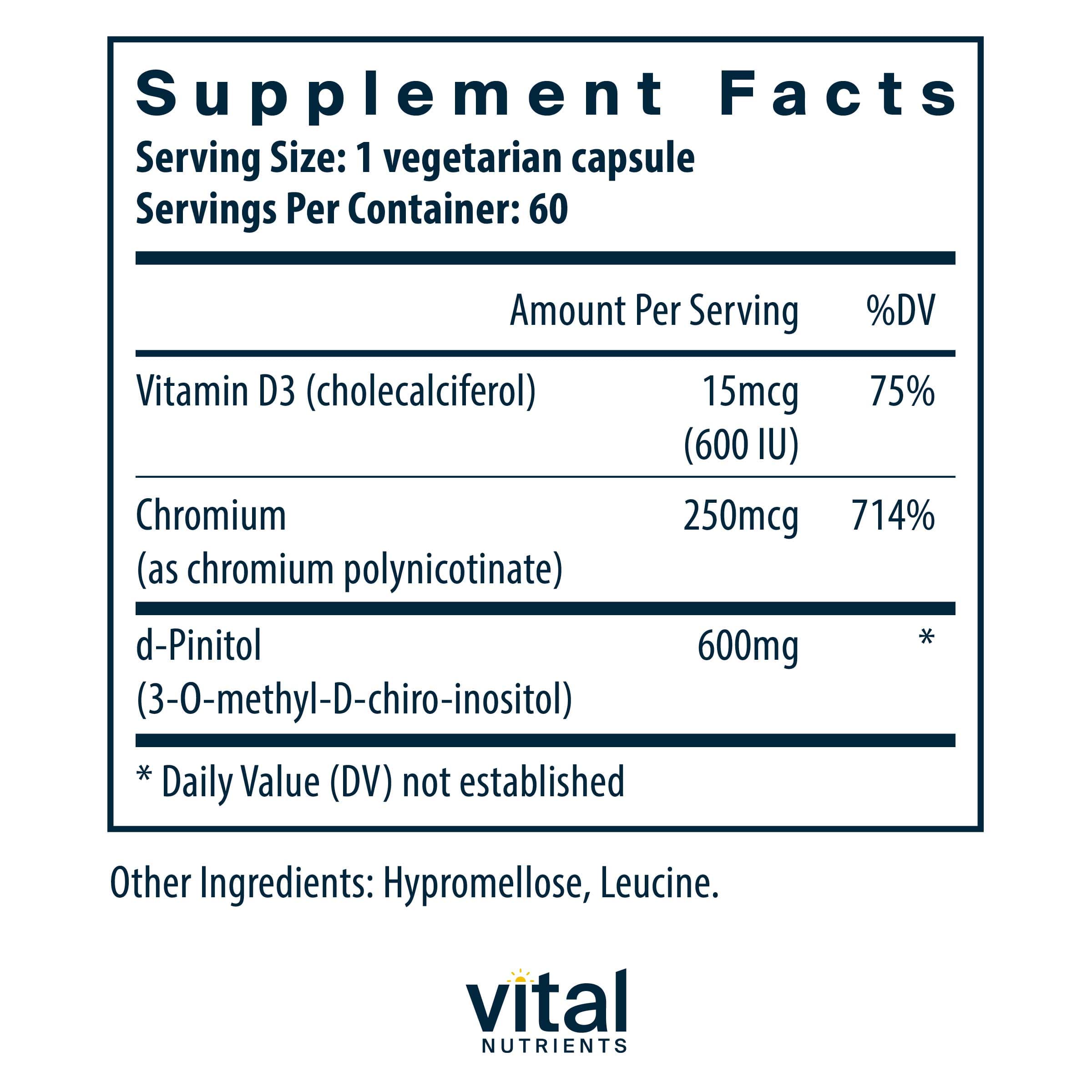 Vital Nutrients d-Pinitol 600 Ingredients