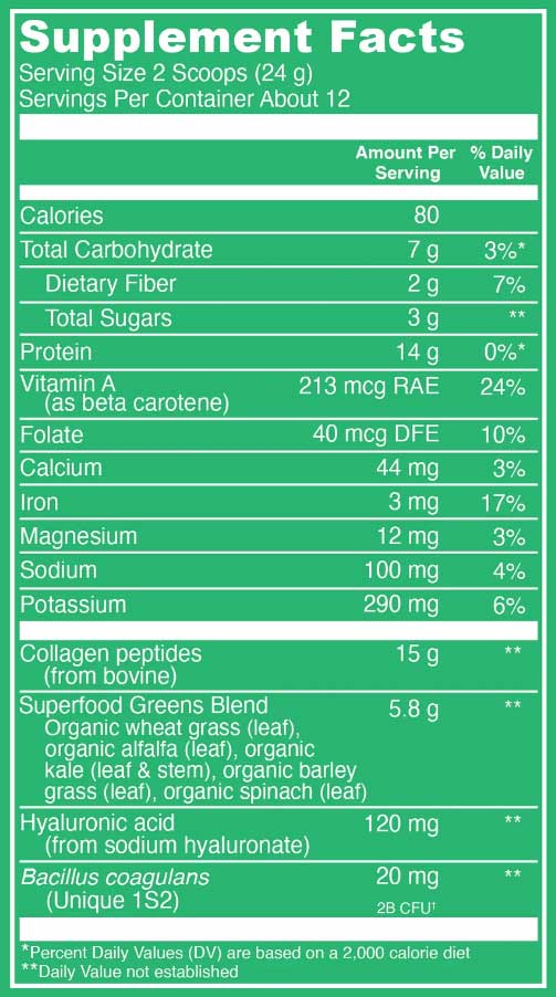 Vital Proteins Collagen Beauty Greens Powder Ingredients