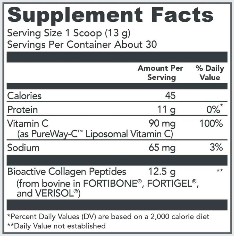 Vital Proteins Bioactive Collagen Complex Daily Foundational Support Ingredients