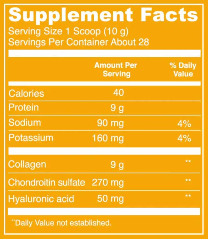 Vital Proteins Organic Chicken Bone Broth Collagen Ingredients
