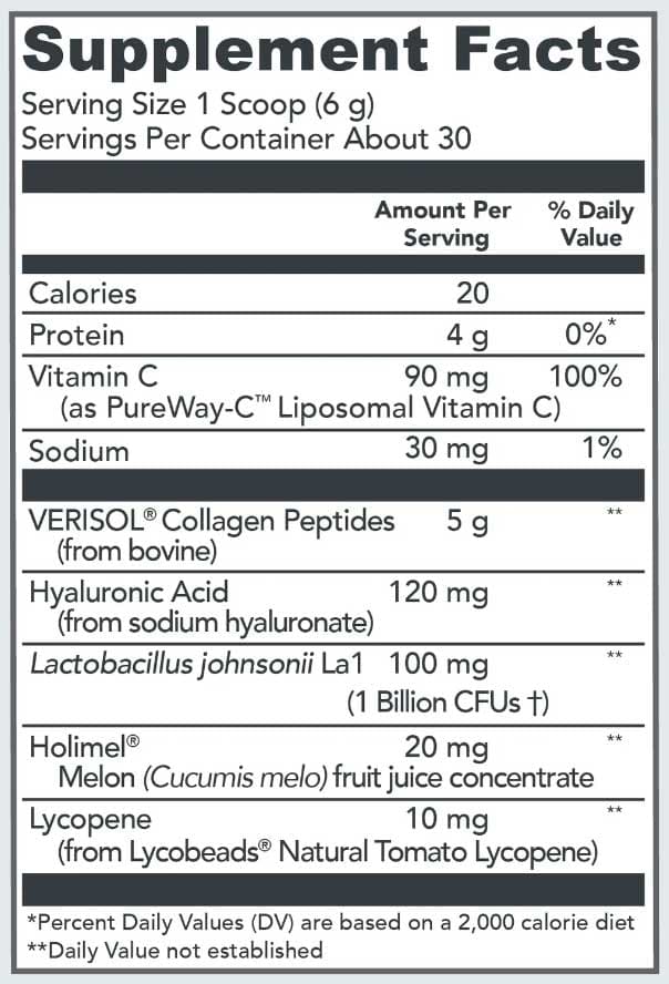 Vital Proteins Bioactive Collagen Complex Skin Hydration & Antioxidant Support Ingerdients