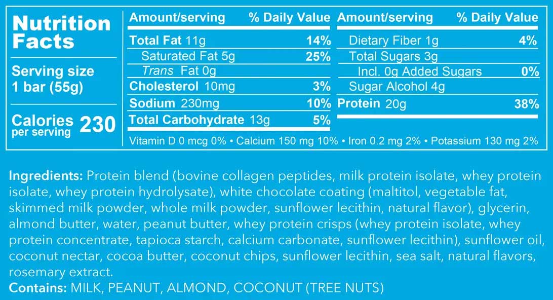 Vital Proteins Vital Performance Protein Bar Ingredients