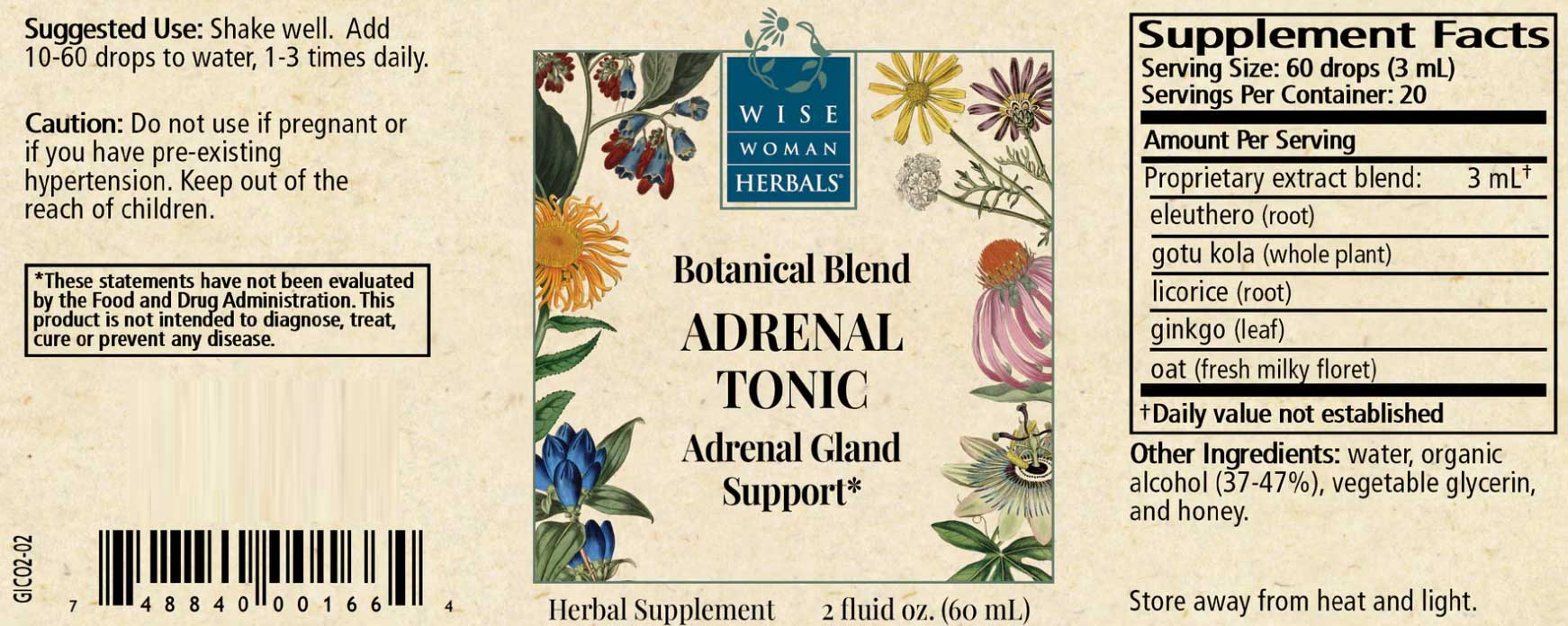 Wise Woman Herbals Adrenal Tonic Label