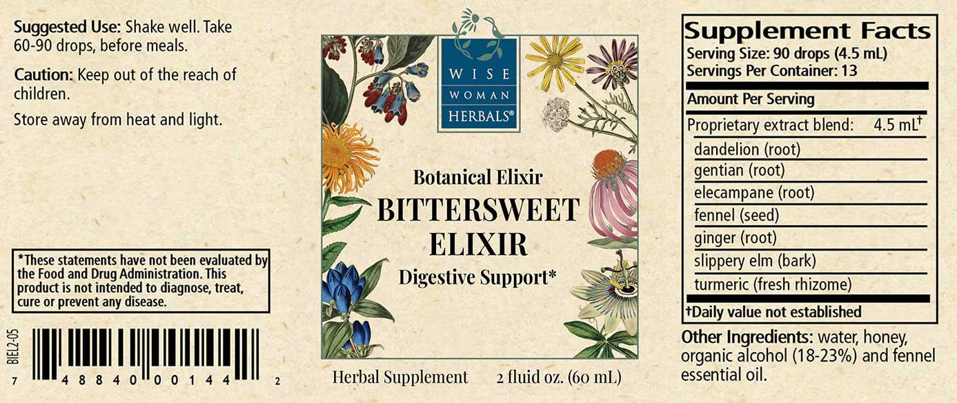 Wise Woman Herbals Bittersweet Elixir Label