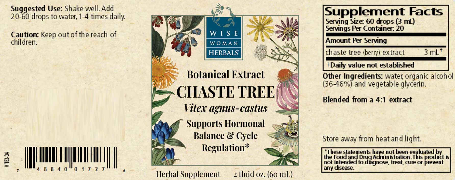 Wise Woman Herbals Chaste Tree (Vitex agnus-castus) Label
