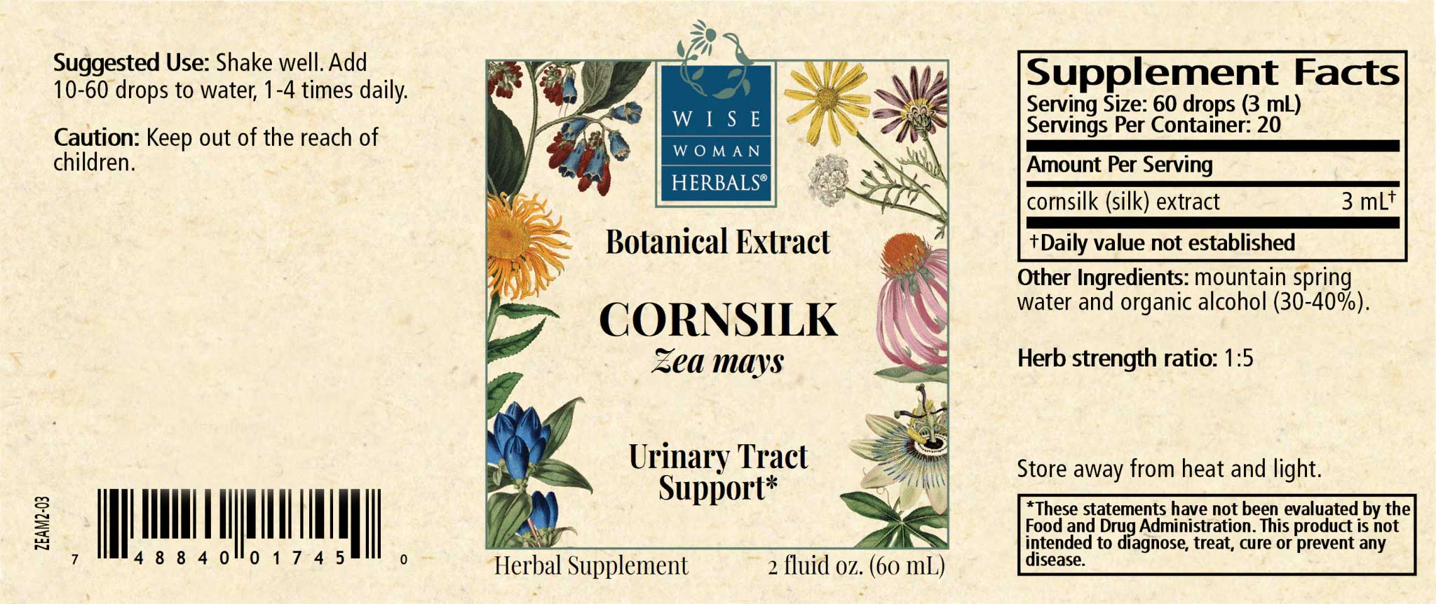 Wise Woman Herbals Corn Silk (Zea mays) Label