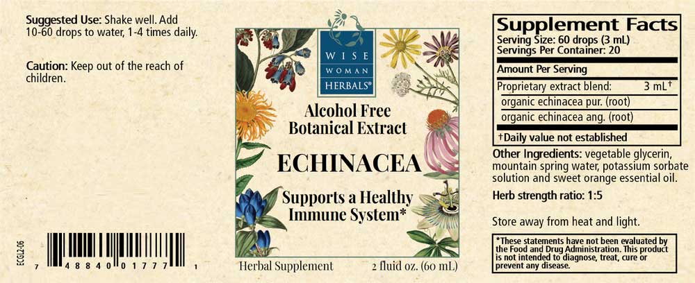 Wise Woman Herbals Echinacea (Formerly Echinacea Glycerite) Label