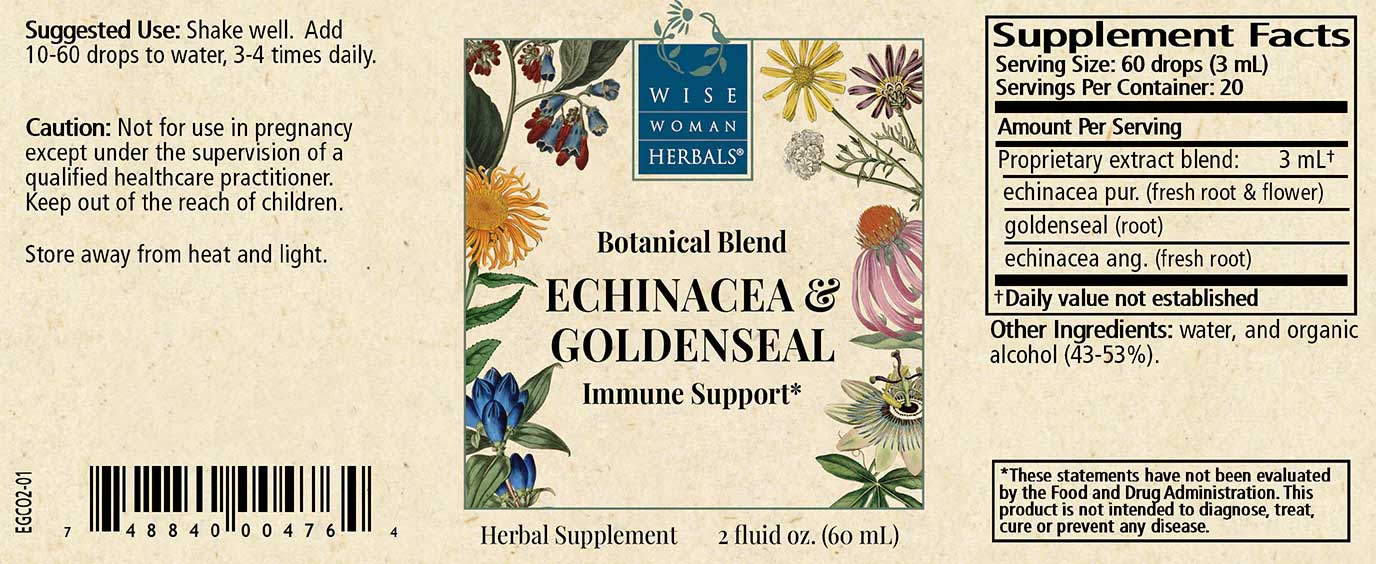Wise Woman Herbals Echinacea and Goldenseal Label