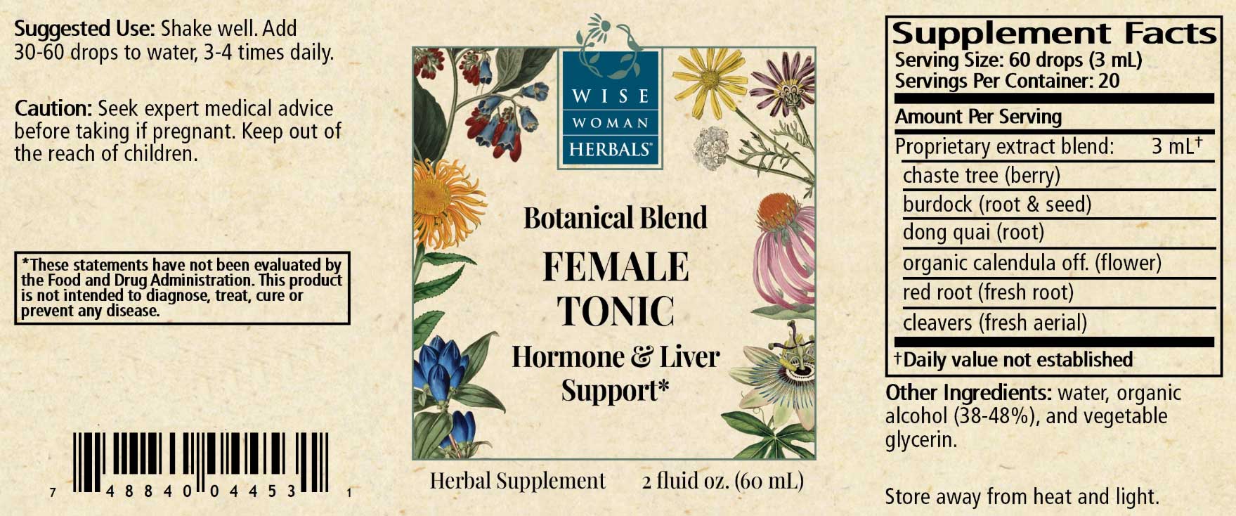 Wise Woman Herbals Female Tonic Label