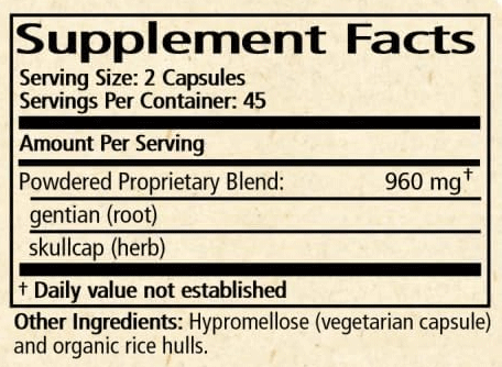 Wise Woman Herbals Gentian and Skullcap Capsules Ingredients