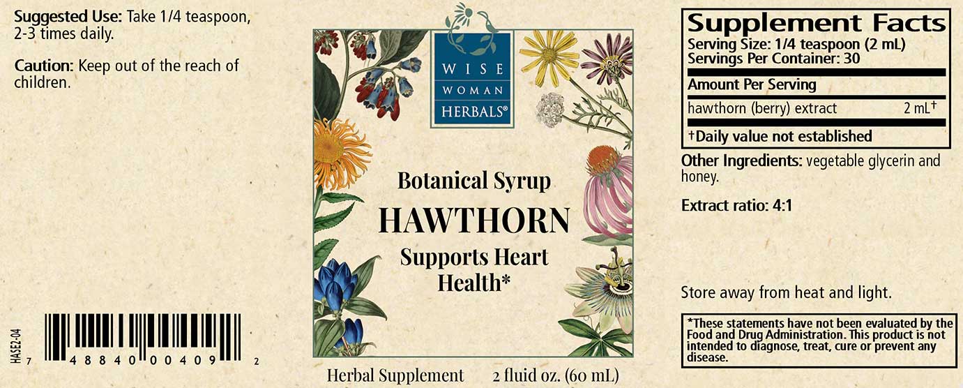 Wise Woman Herbals Botanical Syrup Hawthorn (Formerly Solid Extract) Label