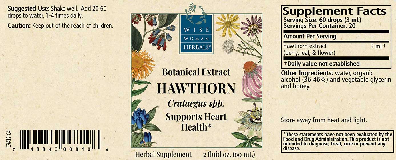 Wise Woman Herbals Hawthorn Crataegus Spp. Label