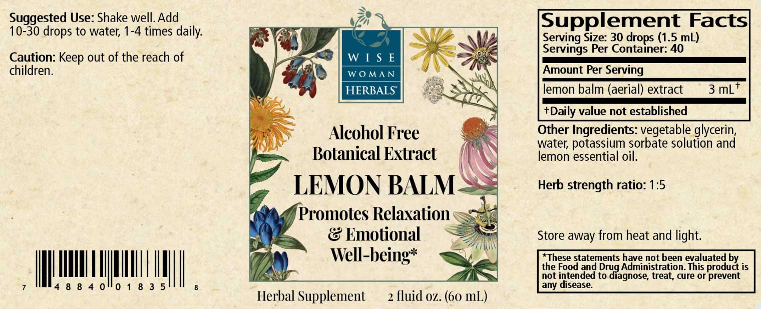 Wise Woman Herbals Lemon Balm (Formerly Melissa/ Lemon Balm Glycerite) Label