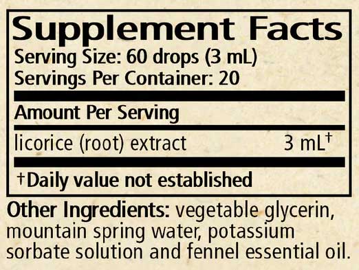 Wise Woman Herbals Licorice Alcohol Free Extract / Glycyrrhiza Glycerite Ingredients