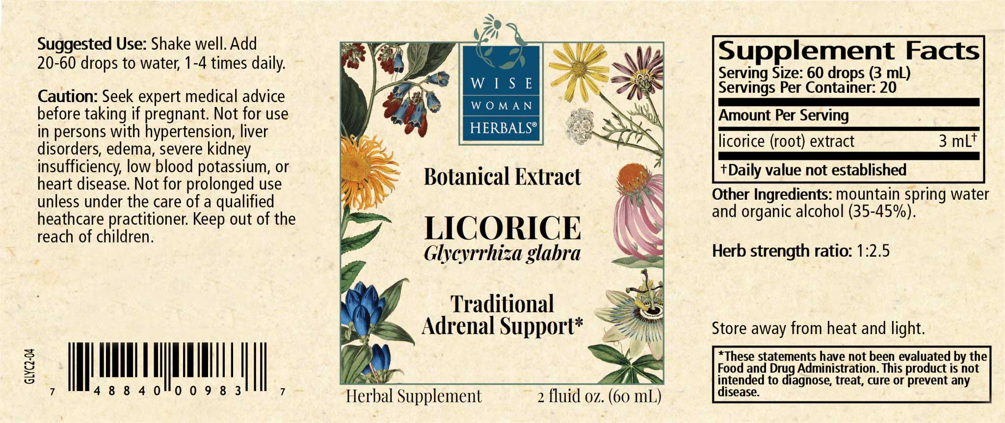Wise Woman Herbals Licorice (Glycyrrhiza glabra) Label