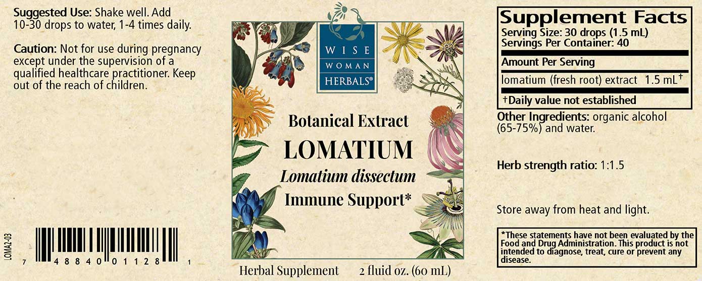 Wise Woman Herbals Lomatium (Lomatium dissectum) Label