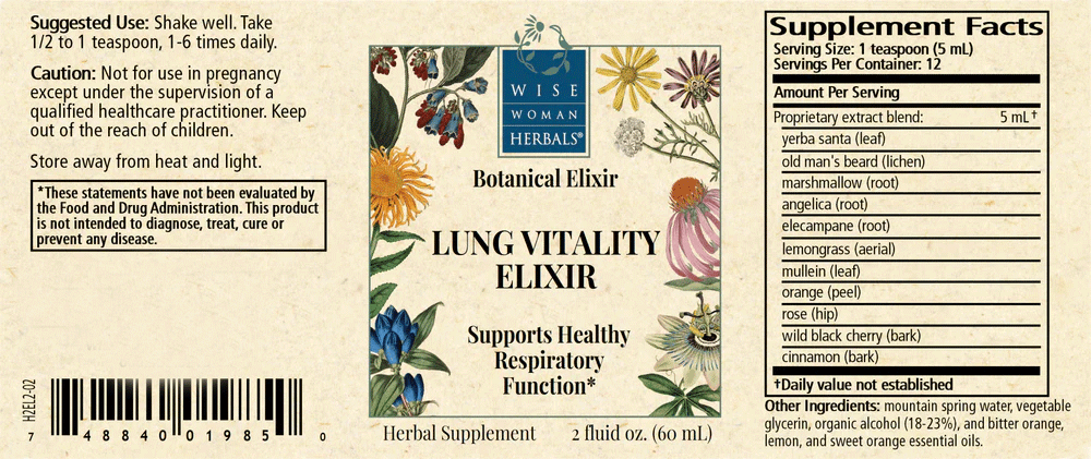 Wise Woman Herbals Lung Vitality Elixir (Formerly Herbal CE II) Label