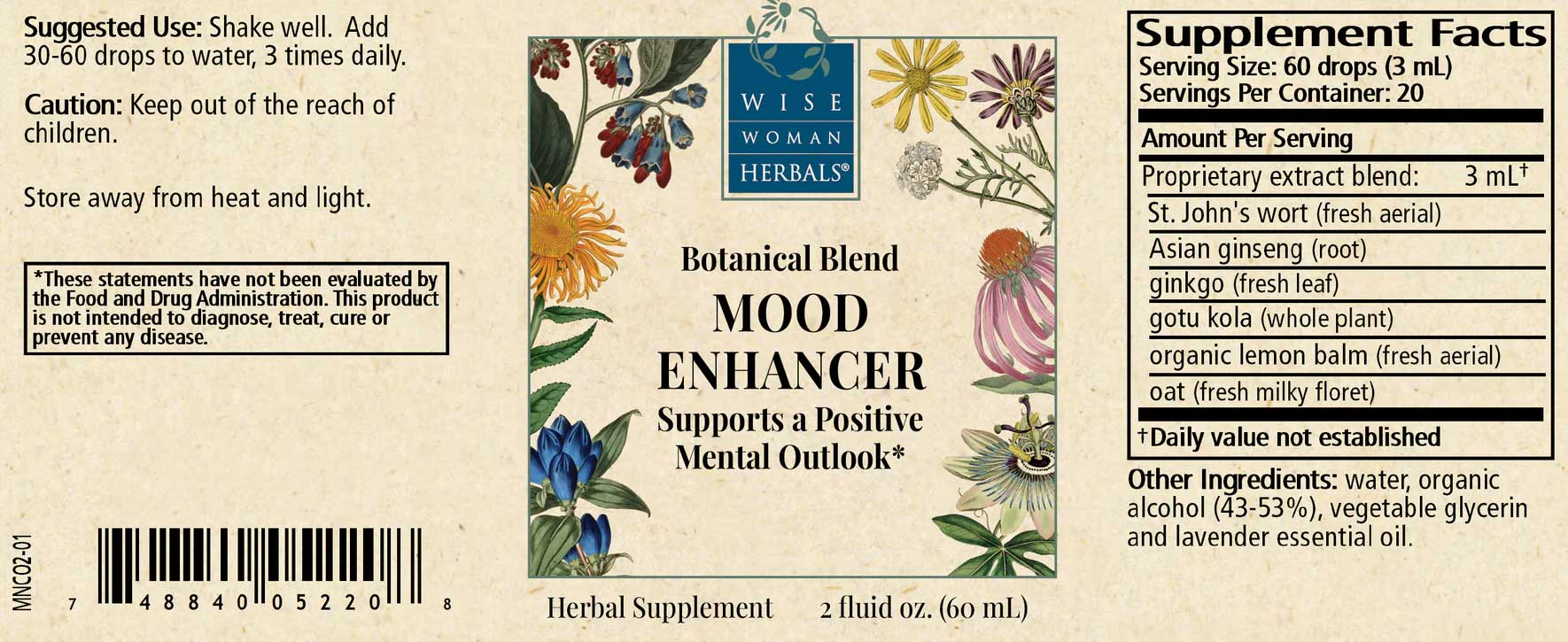 Wise Woman Herbals Mood Enhancer Label