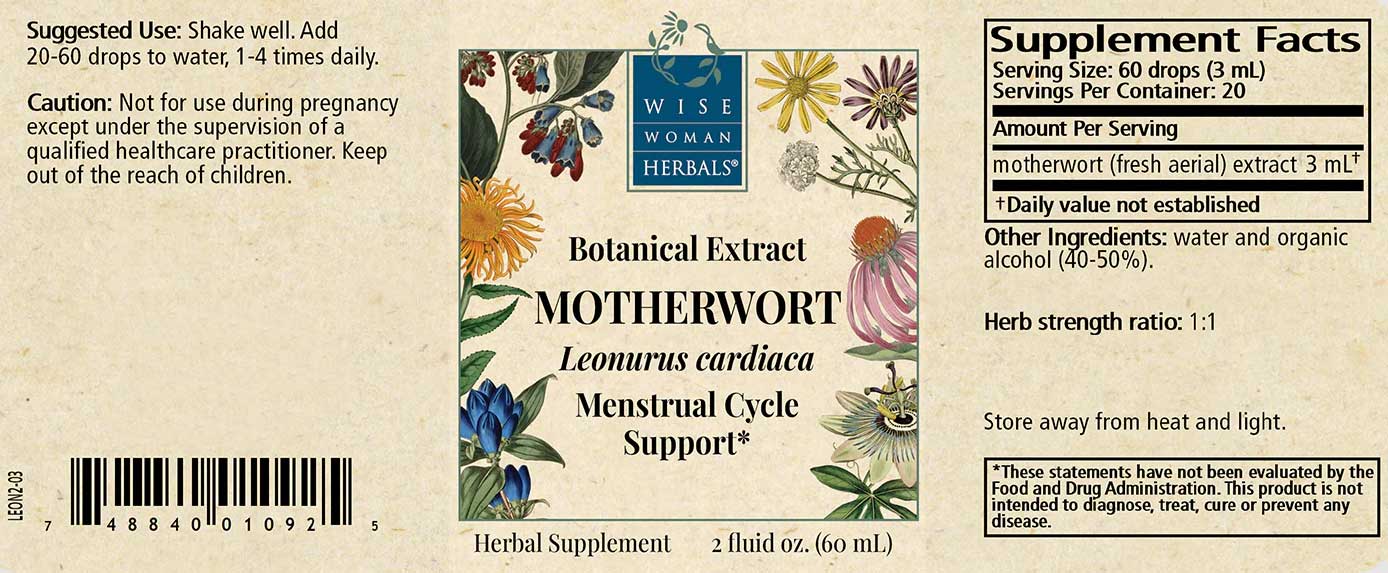 Wise Woman Herbals Motherwort Leonurus Cardiaca Label