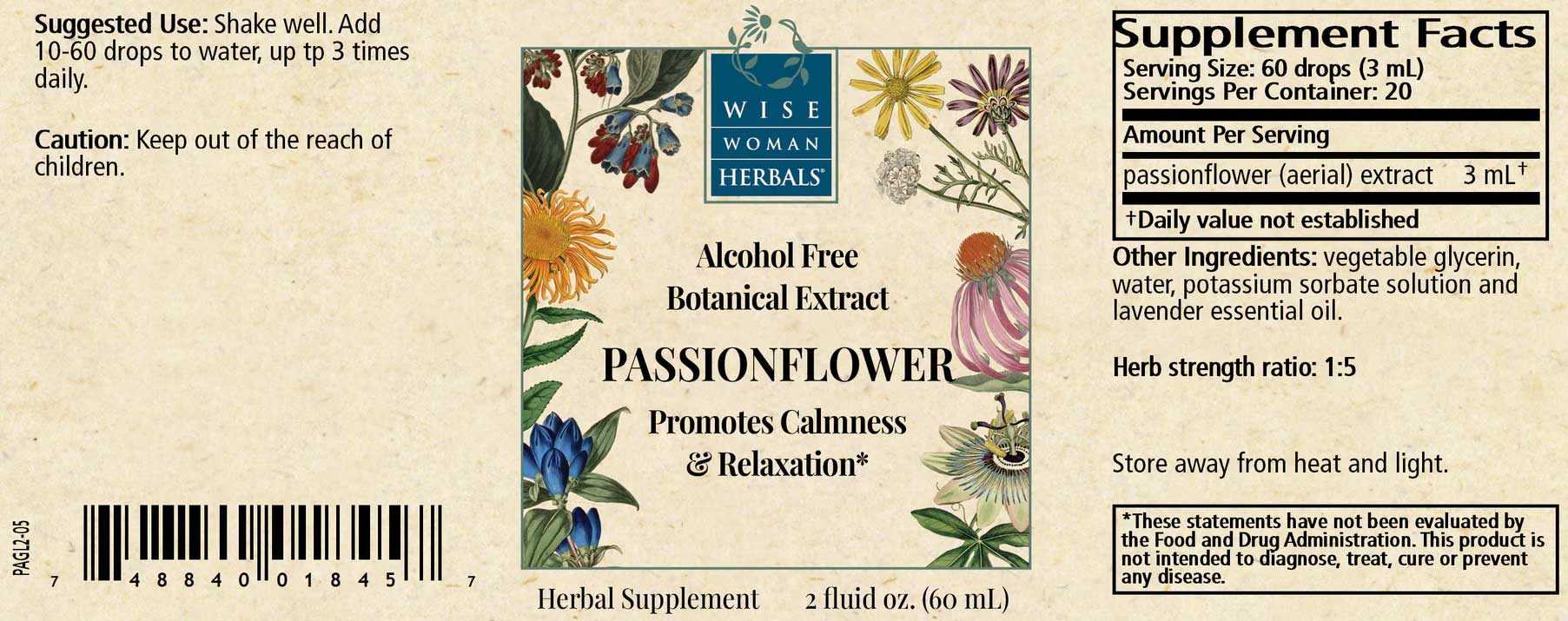 Wise Woman Herbals Passionflower Glycerite Label