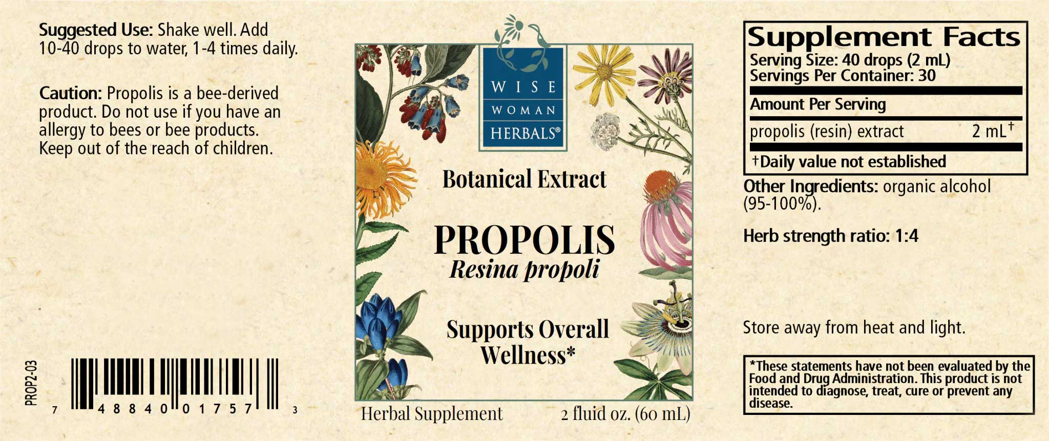 Wise Woman Herbals Propolis Label