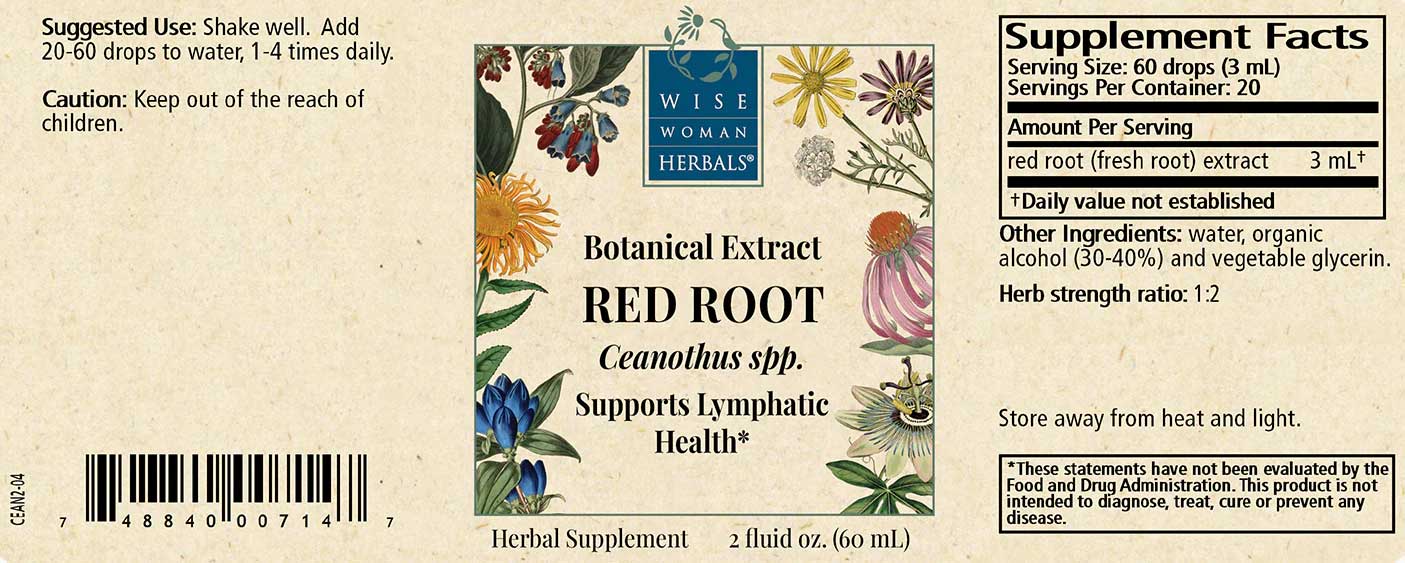 Wise Woman Herbals Red Root Ceanothus Spp. Label