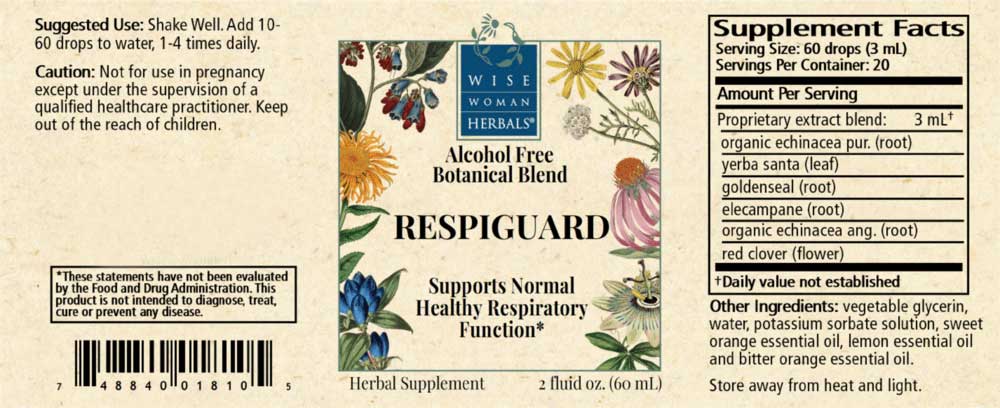 Wise Woman Herbals Respiguard Glycerite Label