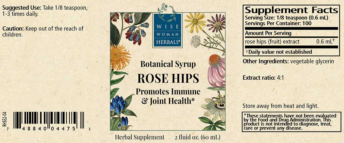 Wise Woman Herbals Botanical Syrup Rose Hips (Formerly Solid Extract) Label