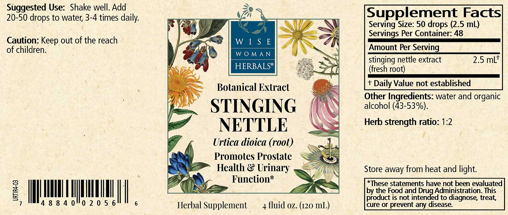 Wise Woman Herbals Stinging Nettle (Urtica dioica) Root Label