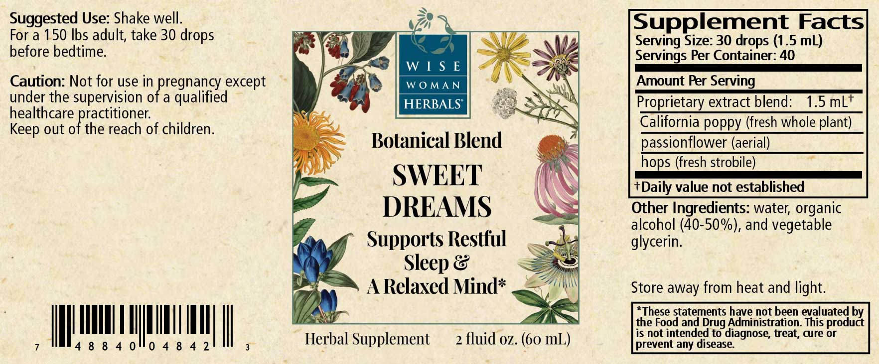 Wise Woman Herbals Sweet Dreams Label