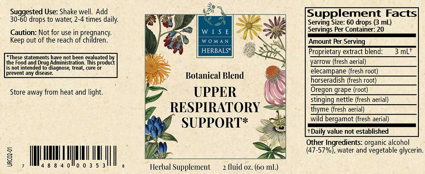Wise Woman Herbals Upper Respiratory Support Label