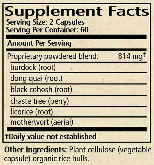 Wise Woman Herbals Women's Menocaps Ingredients