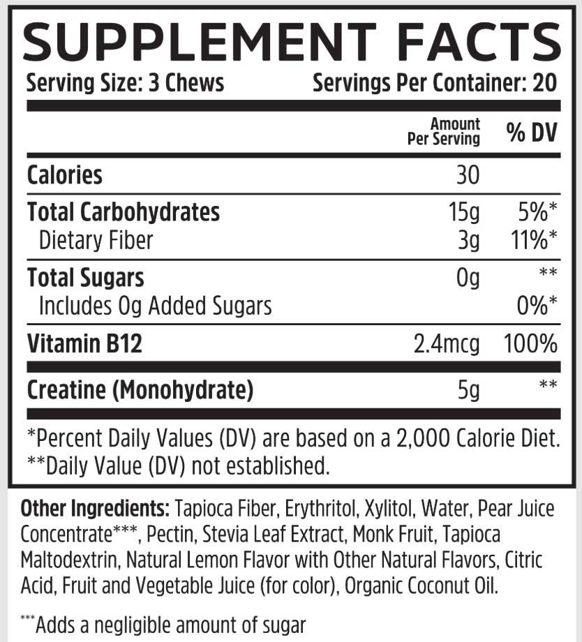 Zhou Nutrition Creatine Chews Ingredients