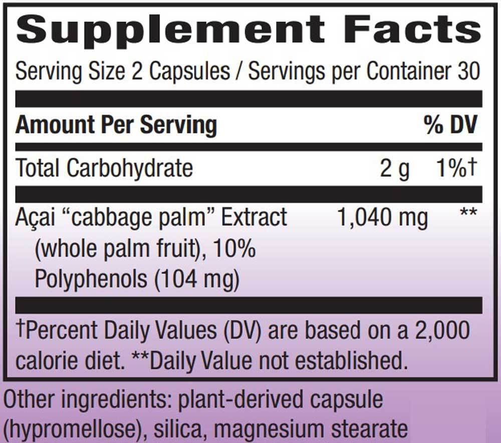 Nature's Way Acai Premium Extract Ingredients