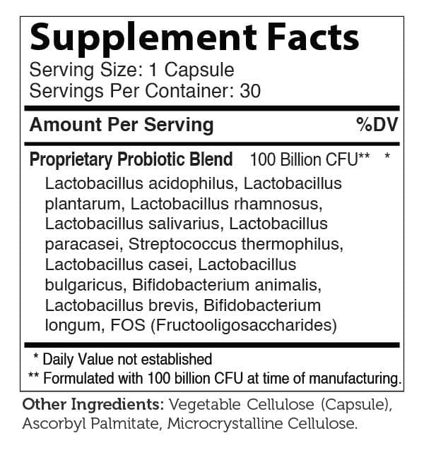 Advanced Nutrition By Zahler BioDophilus100 Ingredients