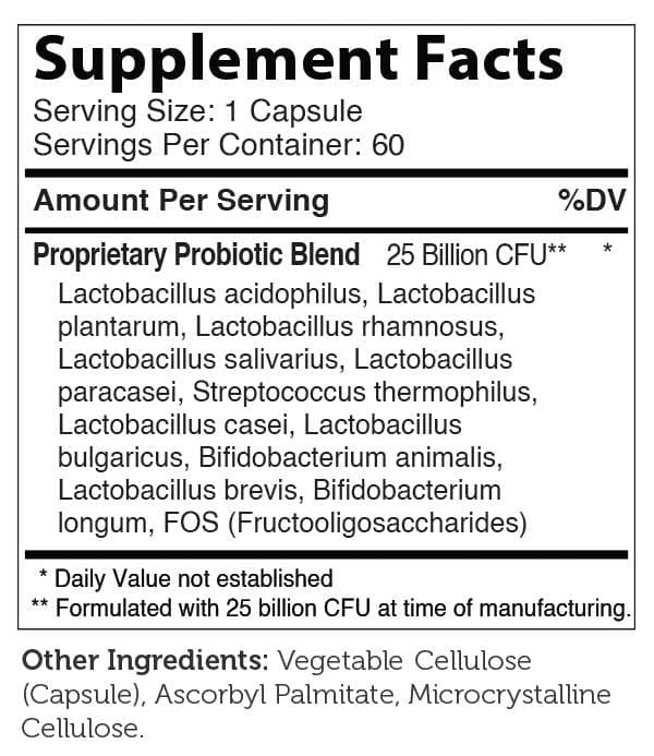 Advanced Nutrition By Zahler BioDophilus25 Ingredients