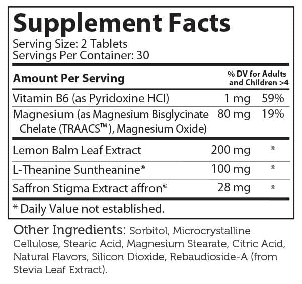 Advanced Nutrition By Zahler ChildCalm Ingredients
