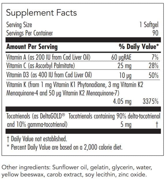 Allergy Research Group Full Spectrum Vitamin K Ingredients