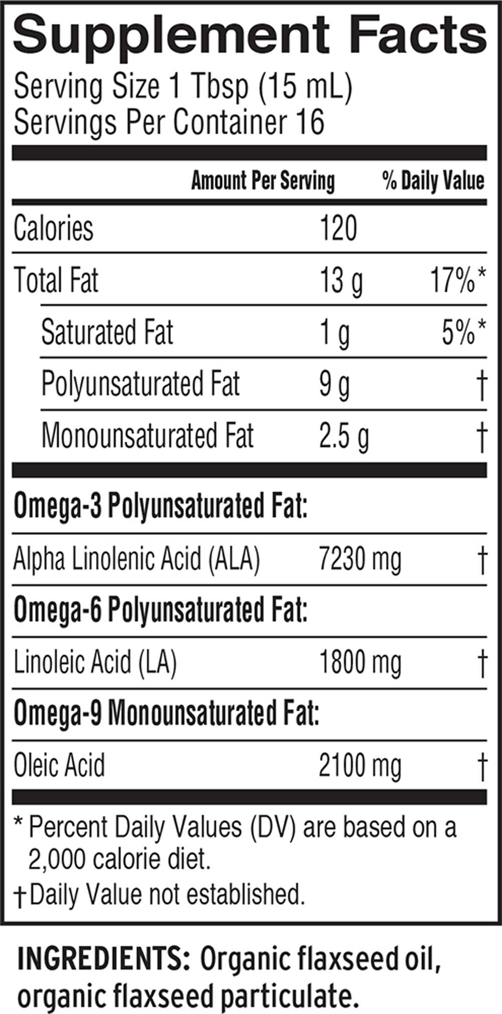 Barlean's Organic Oils Lignan Flax Oil Ingredients