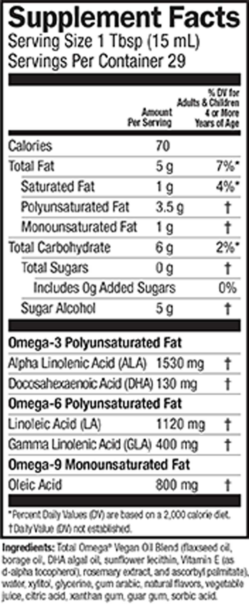 Barlean's Organic Oils Seriously Delicious™ Total Omega® Vegan Pomegranate Blueberry Smoothie Ingredients