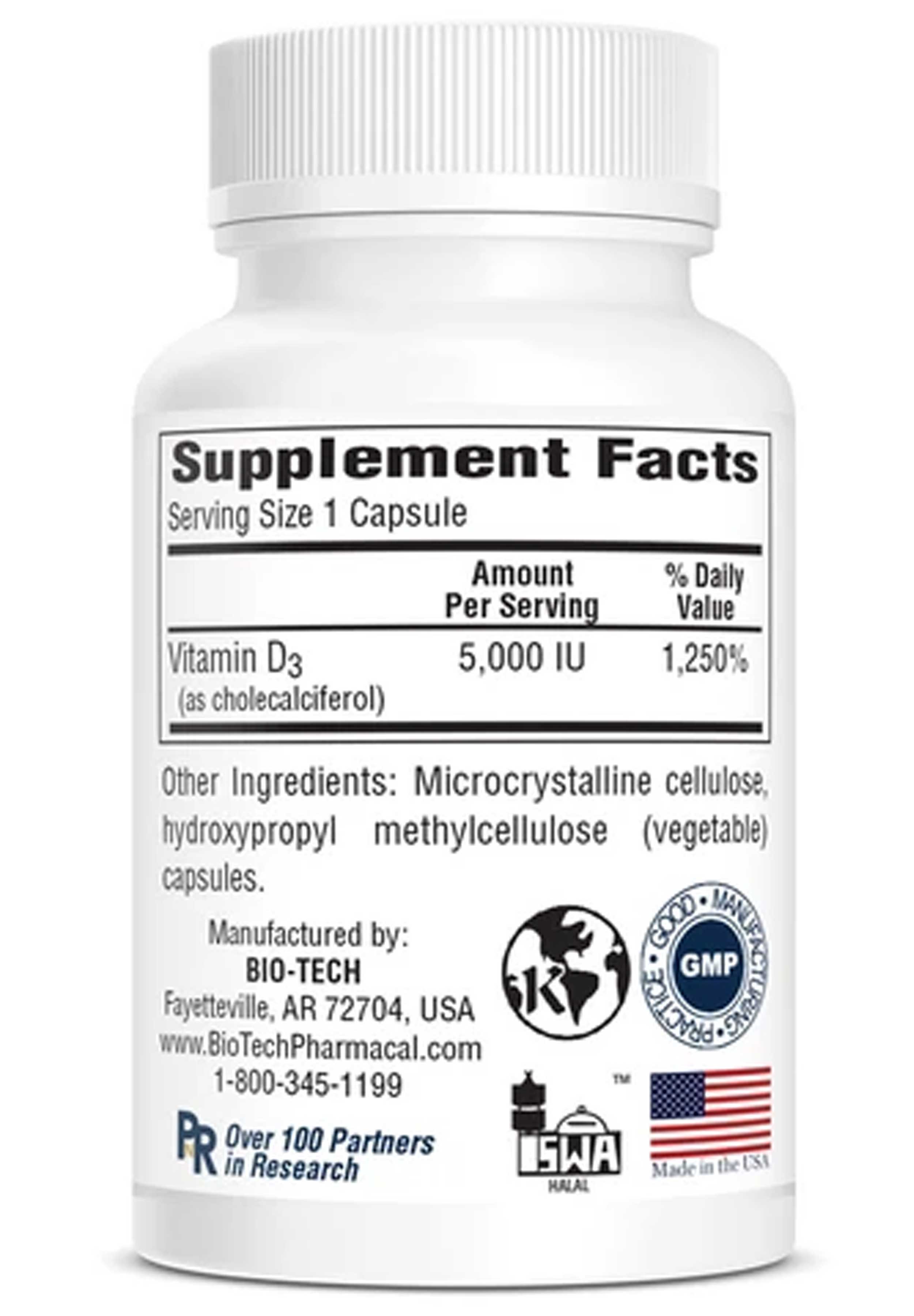 Bio-Tech Pharmacal D3-5 (5000 IU) Vegetable Caps Ingredients